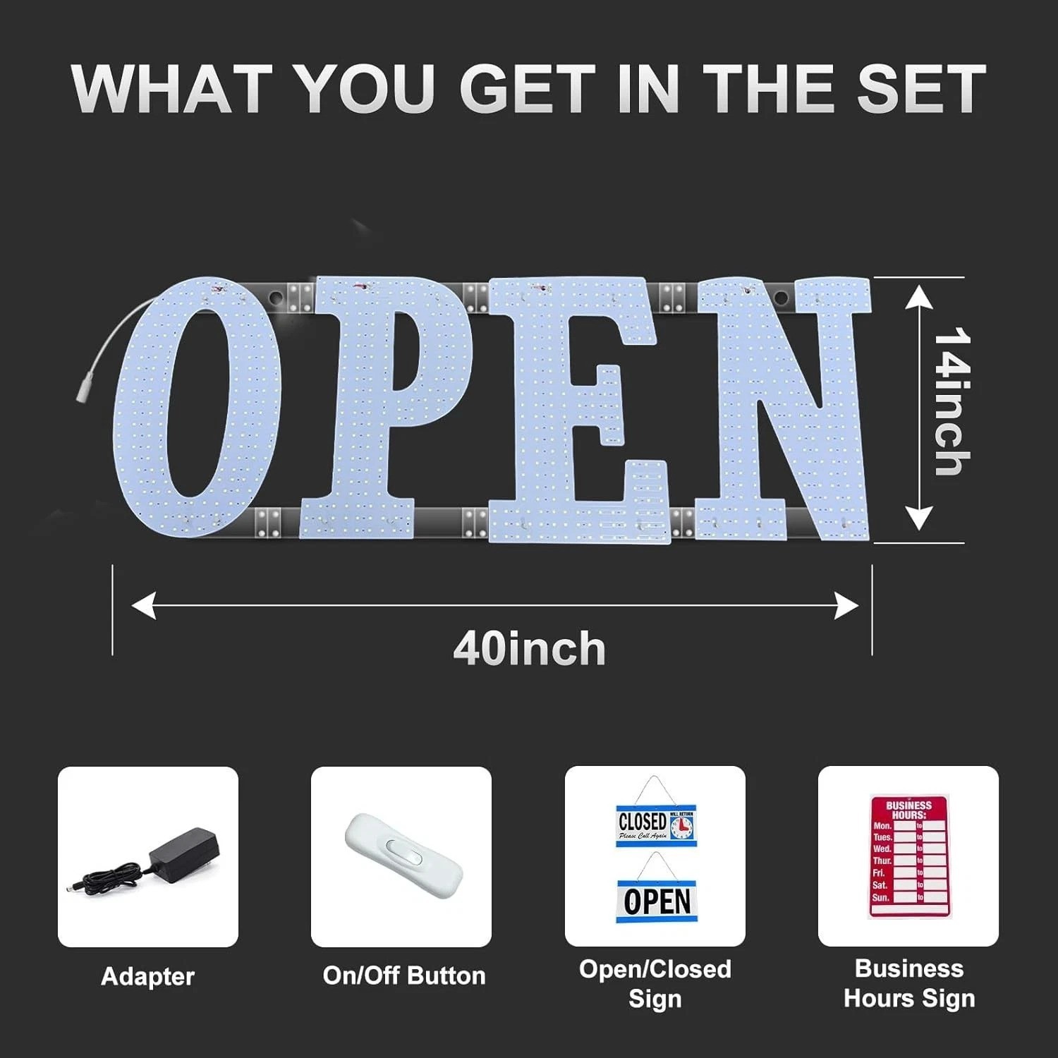 High Visibility 41&Prime;x15&Prime; Jumbo LED Open Sign – Built to Last Storefront Display