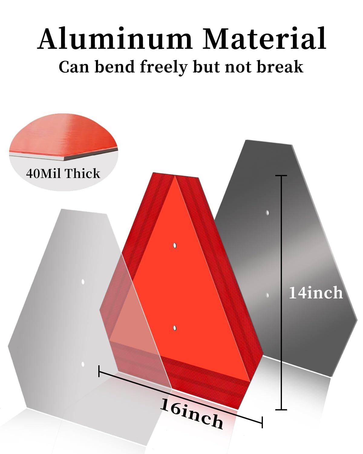 14×16 Inch Rust Free Aluminum Alow Moving Vehicle Triangle Sign for Tractor Golf