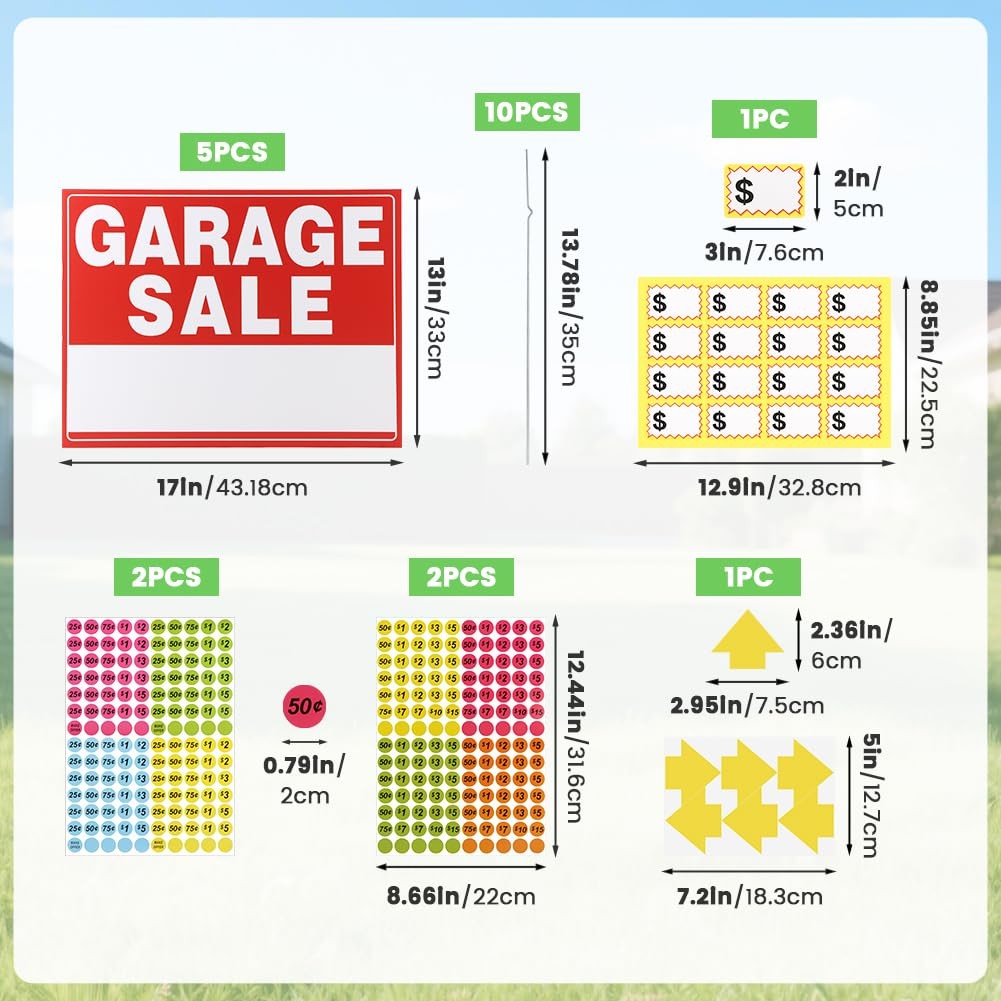 5 Pack 17×13 Inch Double Sided Corrugated Plastic Yard Garage Sale Signs