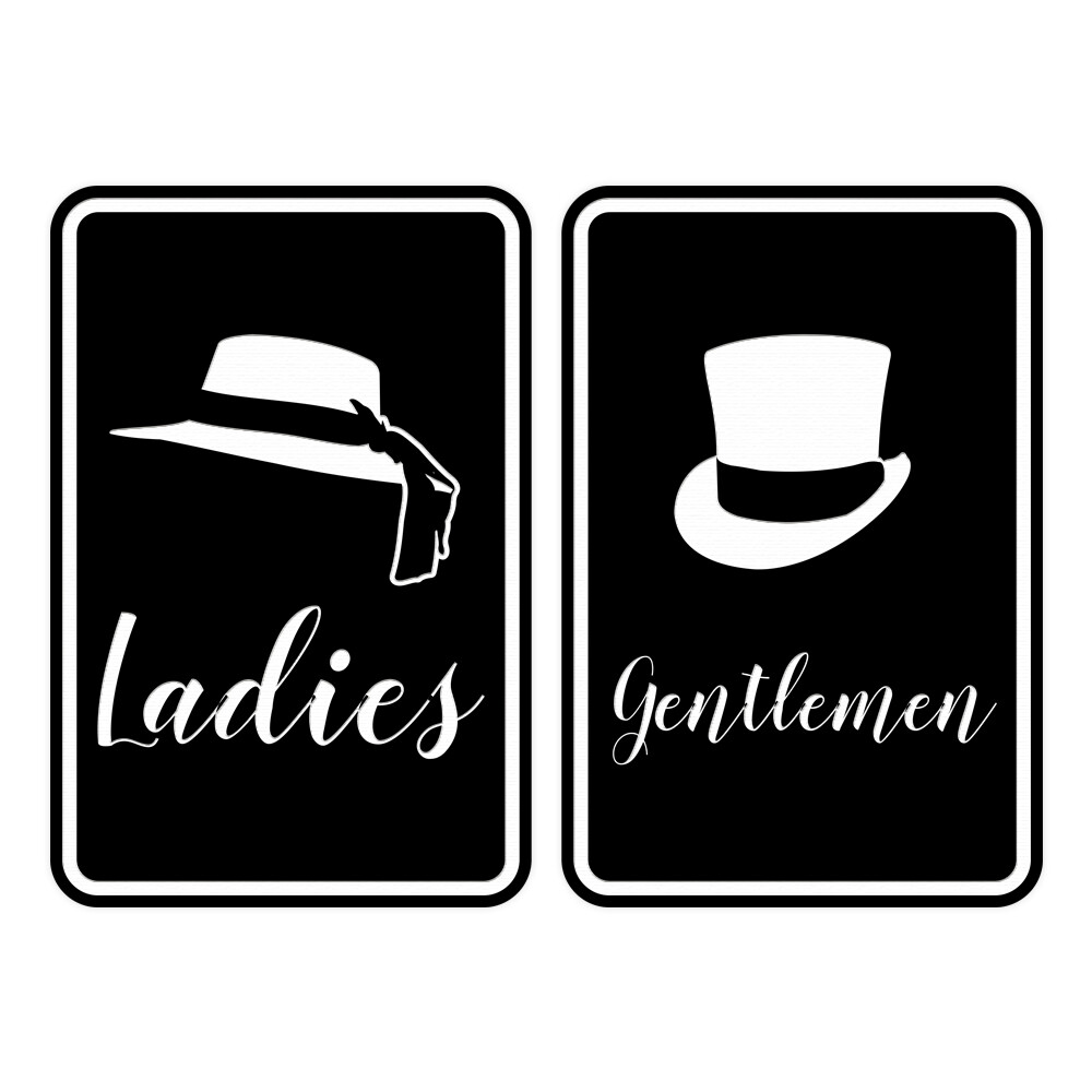 Portrait Round Ladies And Gentlemen Sign Set (Black) Medium 5&Prime; x 7&Prime; –