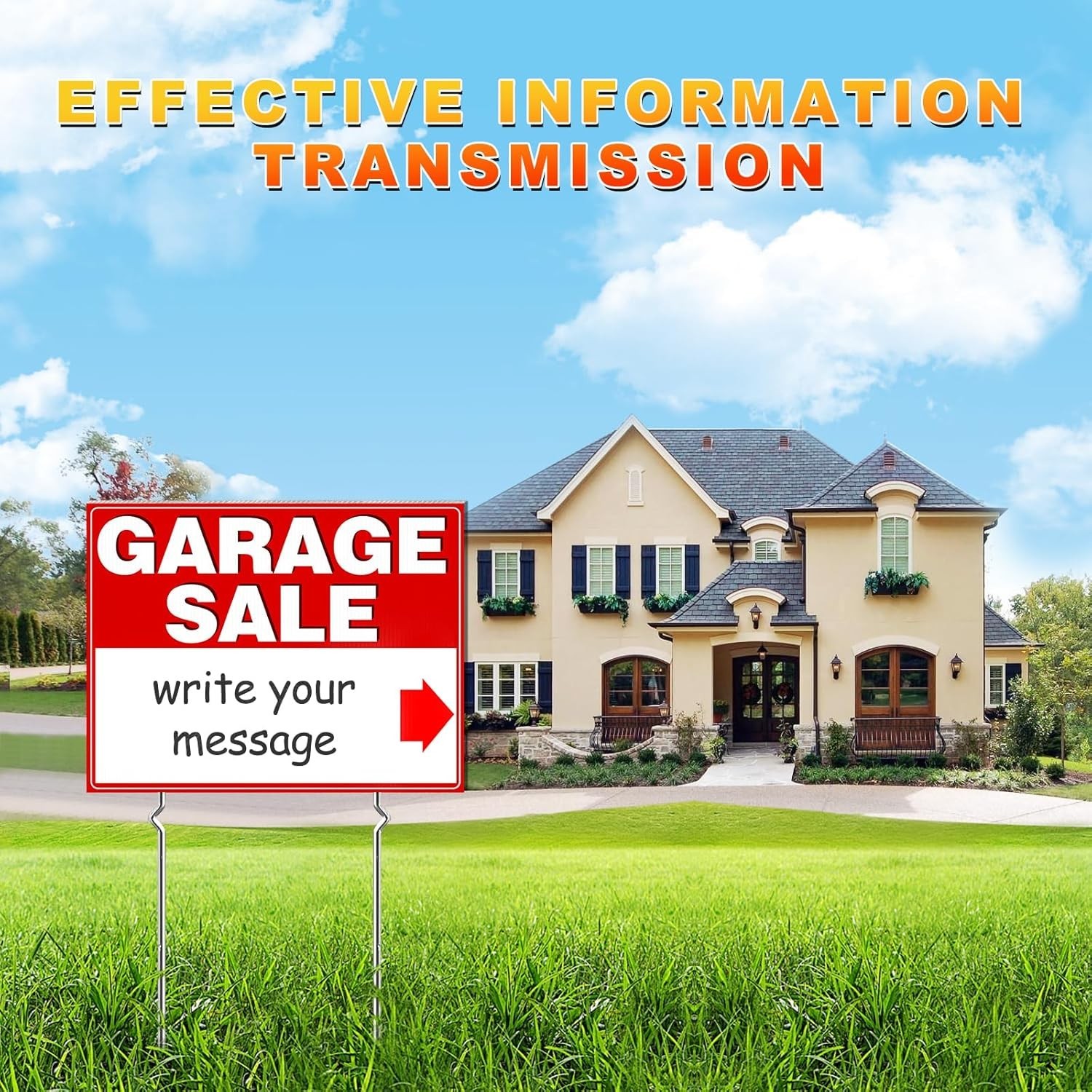 Garage Sale Signs 3 Pack 17×13 Inch Double Sided Corrugated Plastic Yard Sign…