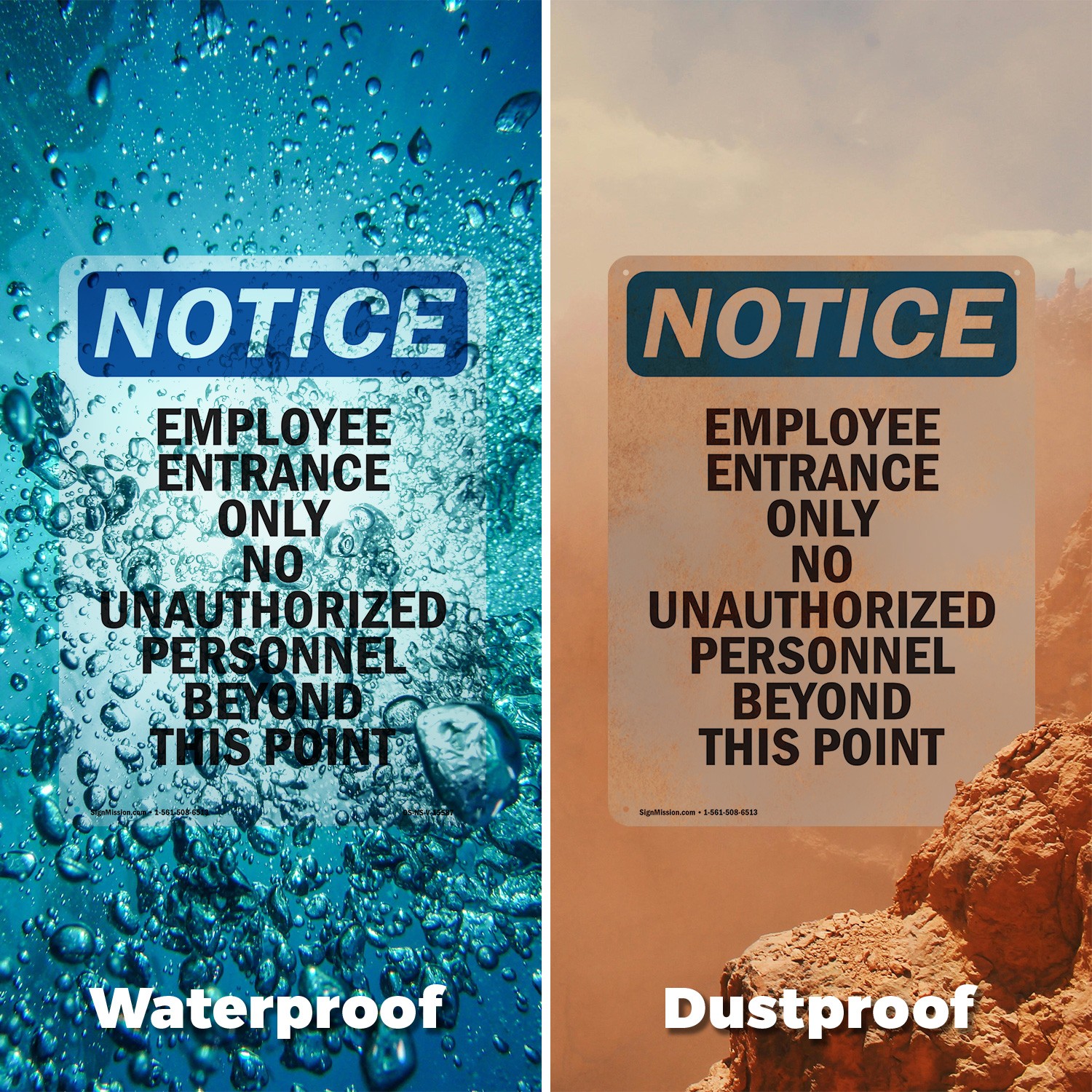 Employee Entrance Only OSHA Notice Sign Metal, Plastic, Or Decal – 5 or 10 Pack
