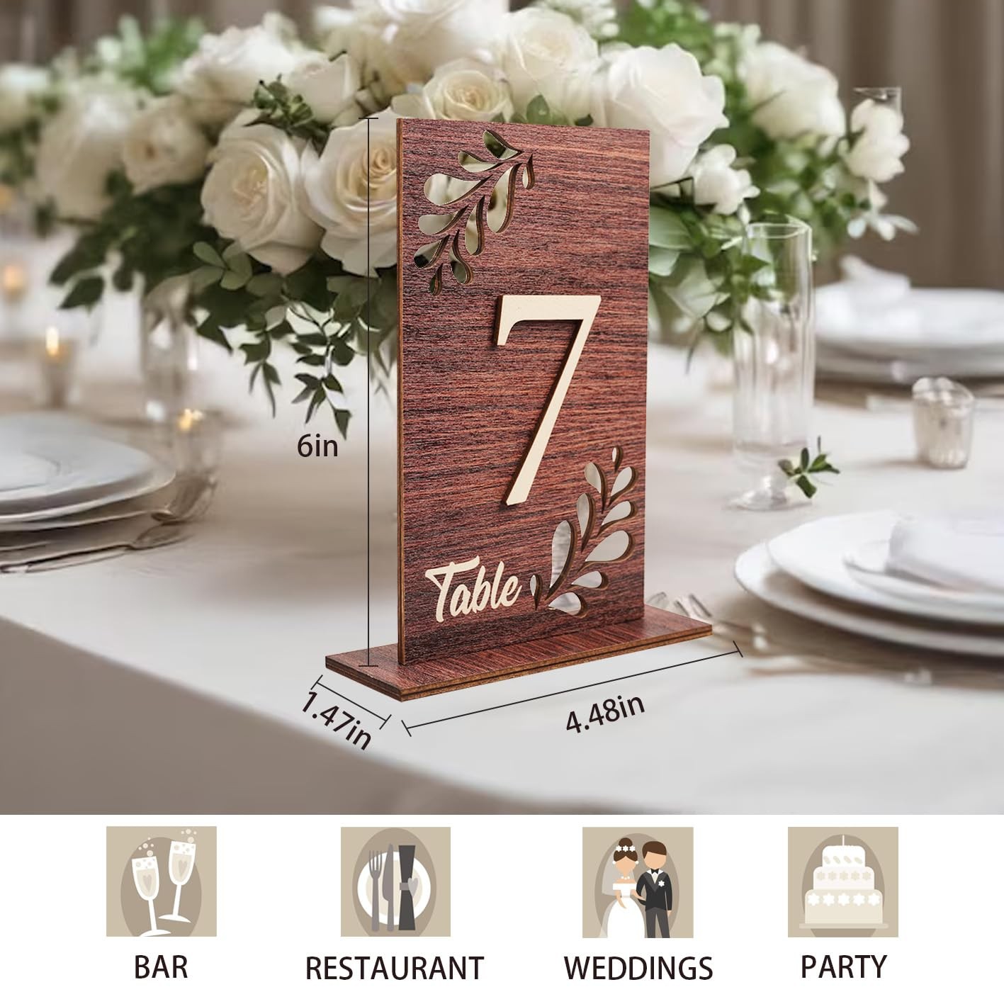 10 PCS Wedding Table Numbers 1-10 Wooden Reception Centerpiece Holder Base