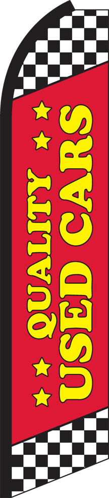 SWOOPER FEATHER FLUTTER FLAG QUALITY USED CARS RED SIGN ADVERTISING HALF SLEEVE