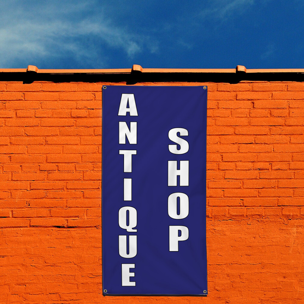 Vertical Vinyl Banner Multiple Sizes Antique Shop C Business Outdoor