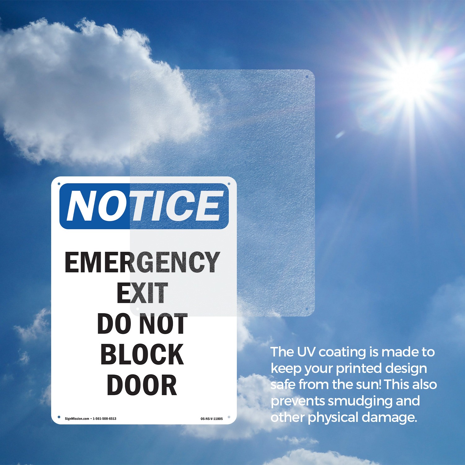 Emergency Exit Do Not Block Door OSHA Notice Sign Metal, Decal – 5 or 10 Pack