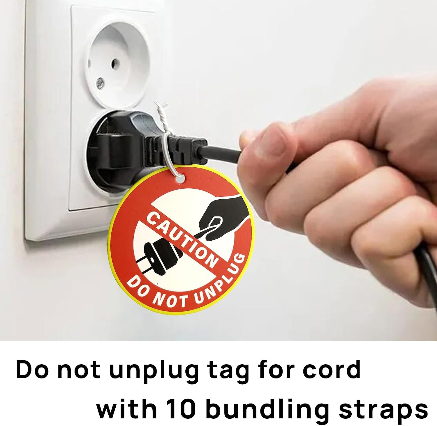 10 PCS Do Not Unplug Warning Sign Cards,2.6 Inch Removable round Caution Do Not