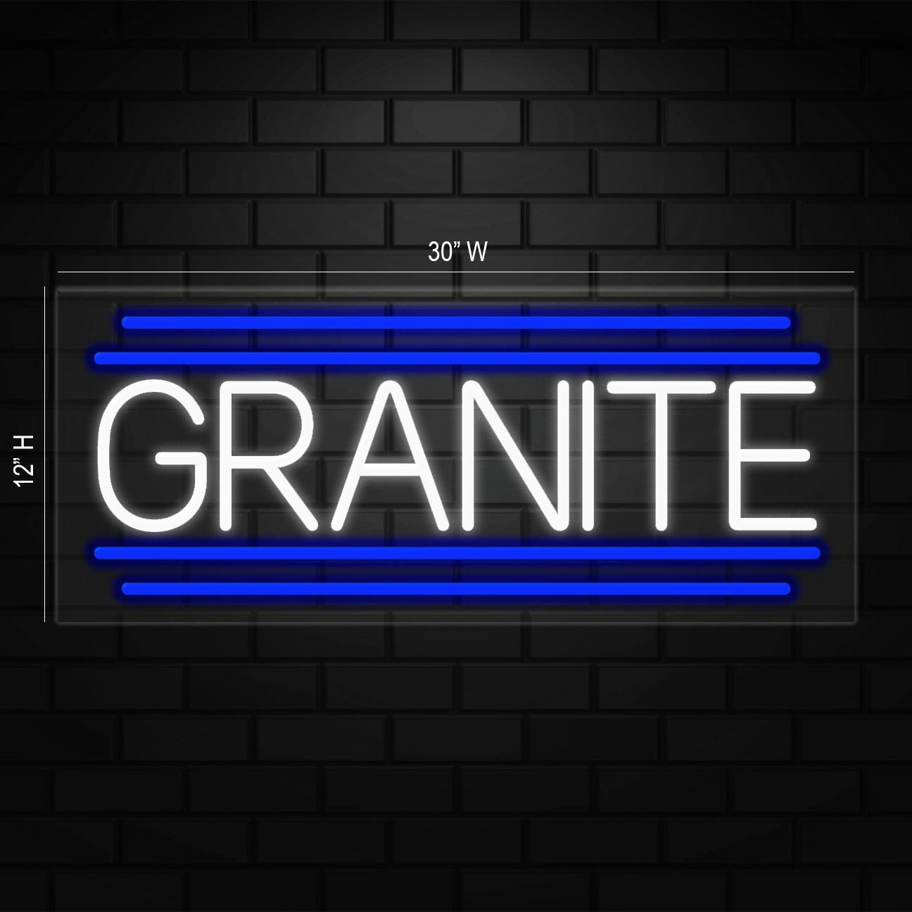 Granite Neon Sign for Retail Displays | LED Flex Neon | 30&Prime;W x 12&Prime;H x 1&Prime;D