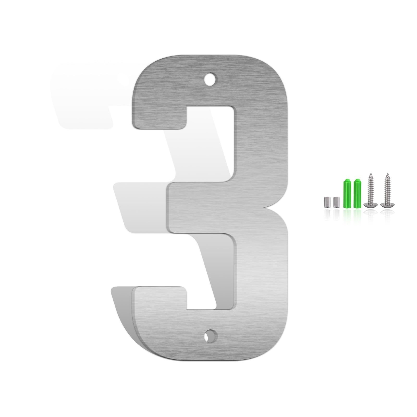 3 Inch Stainless Steel Metal Floating Address Numbers, Silver Metal House Let…