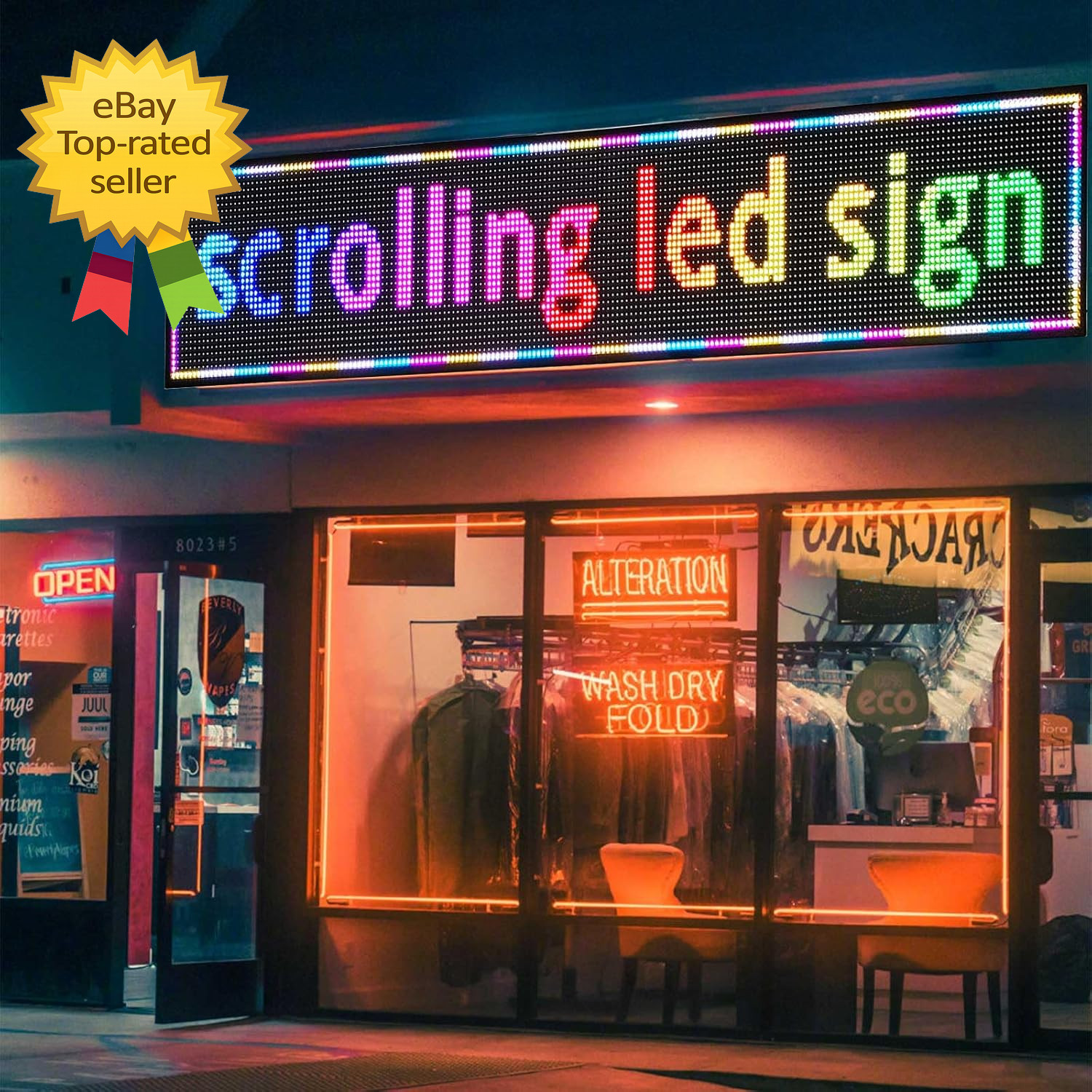 HS P10 77 »X14 » Led Sign Outdoor Digital Open Neon Programmable Scrolling Hig