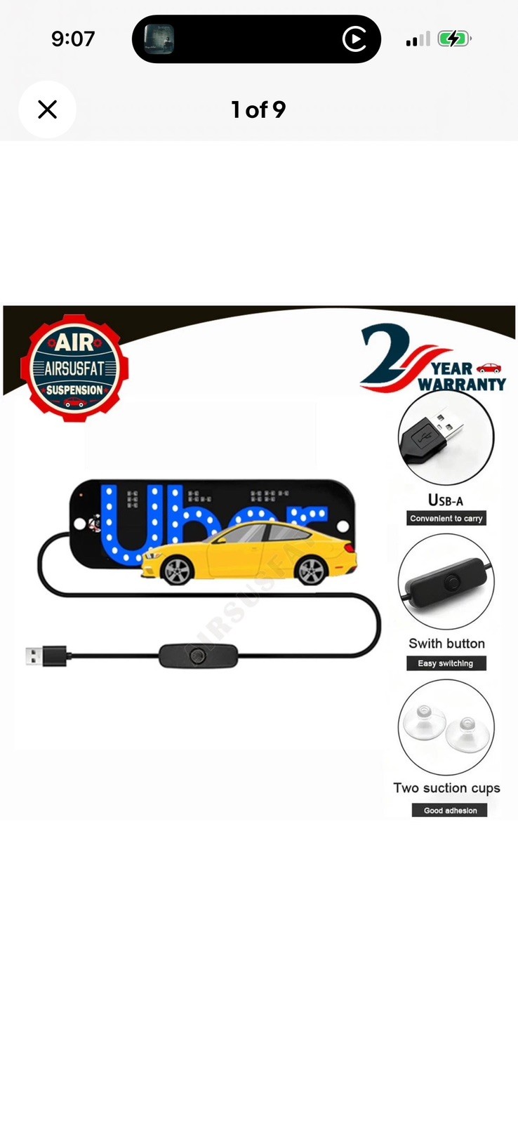 Wholesalers bundle of 75 USB LED Car Sign- Green, Blue, white 25 of each color