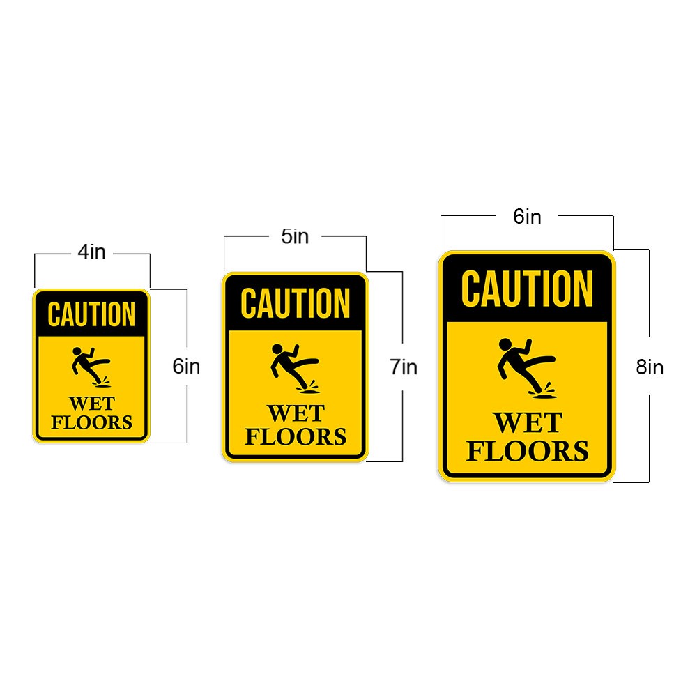 Portrait Round Plus Caution Wet Floors Wall or Door Sign