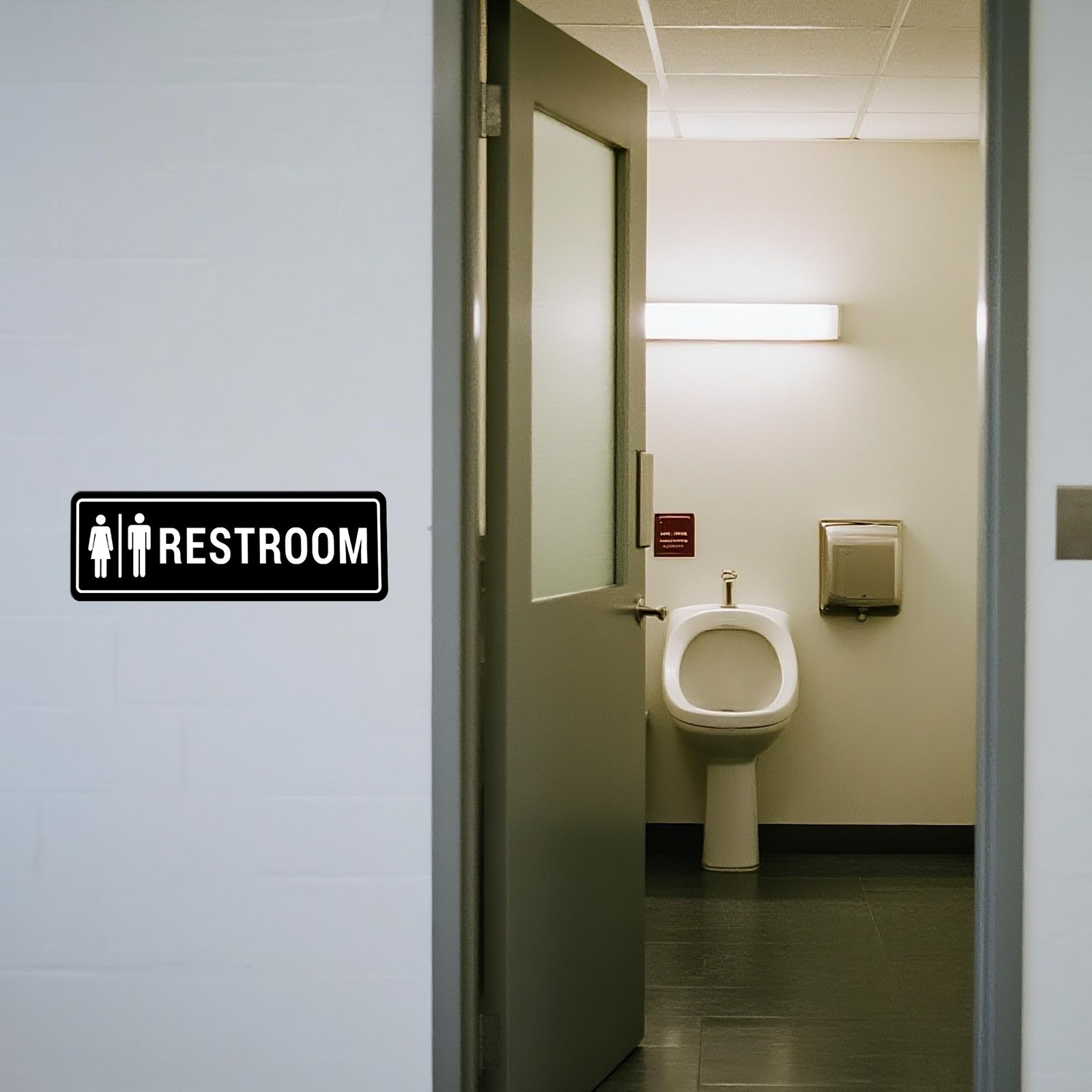 Restroom Sign – (2 Pack) Restroom Signs for Business with Strong Self-Adhesiv…