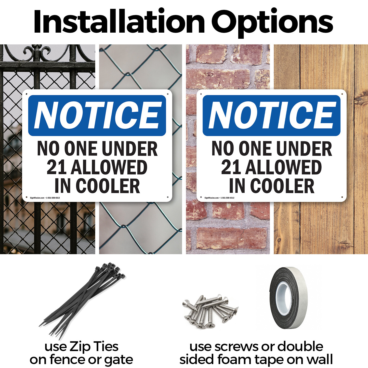 (2 Pack) No One Under 21 Allowed In Cooler OSHA Notice Sign Decal Metal Plastic