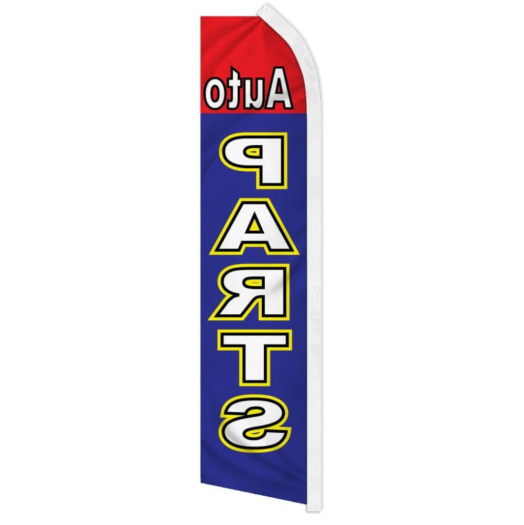 AUTO PARTS RED/BLUE advertising super flag polyester banner *POLE NOT INCLUDED*
