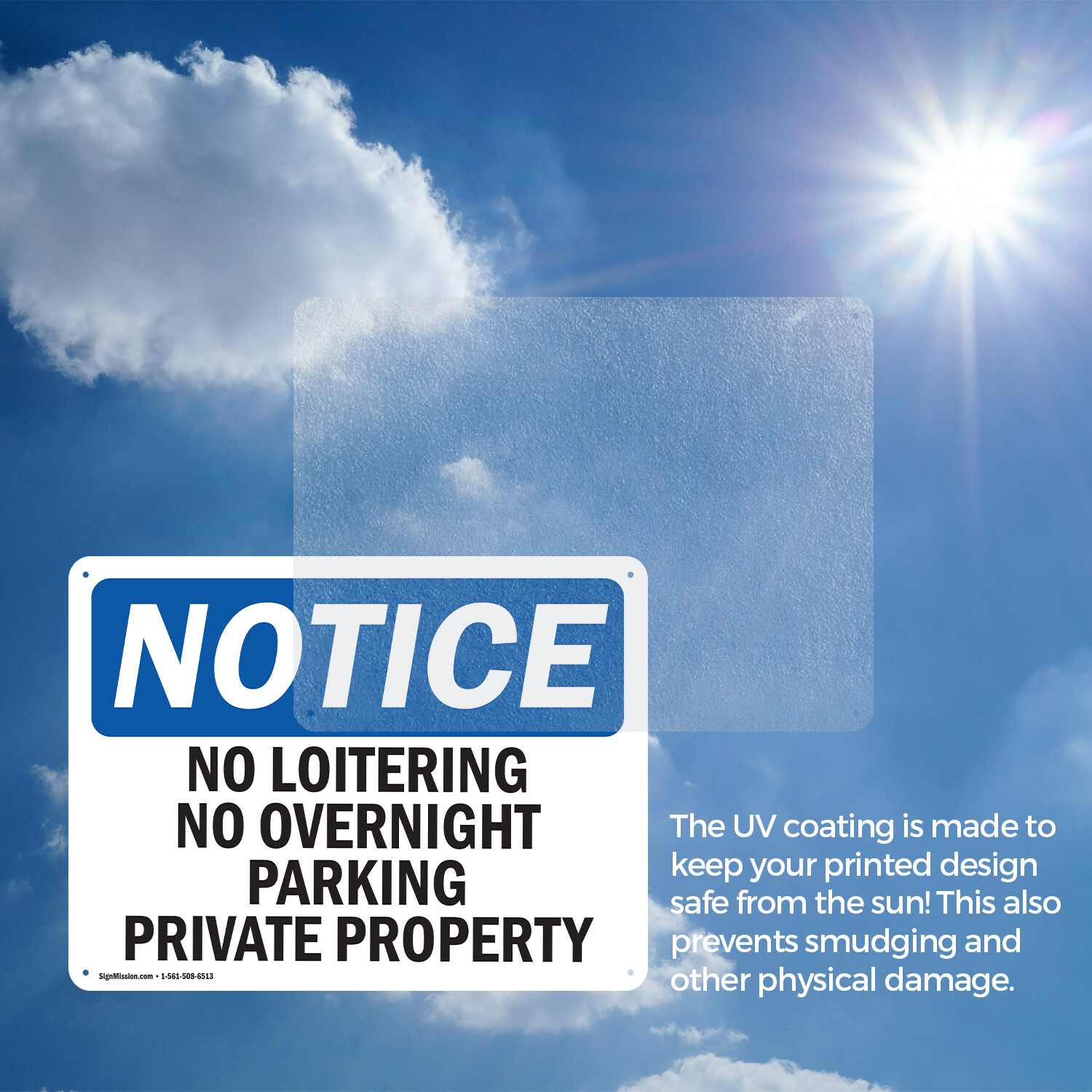 (2 Pack) No Loitering No Overnight Parking Private Property OSHA Notice Sign