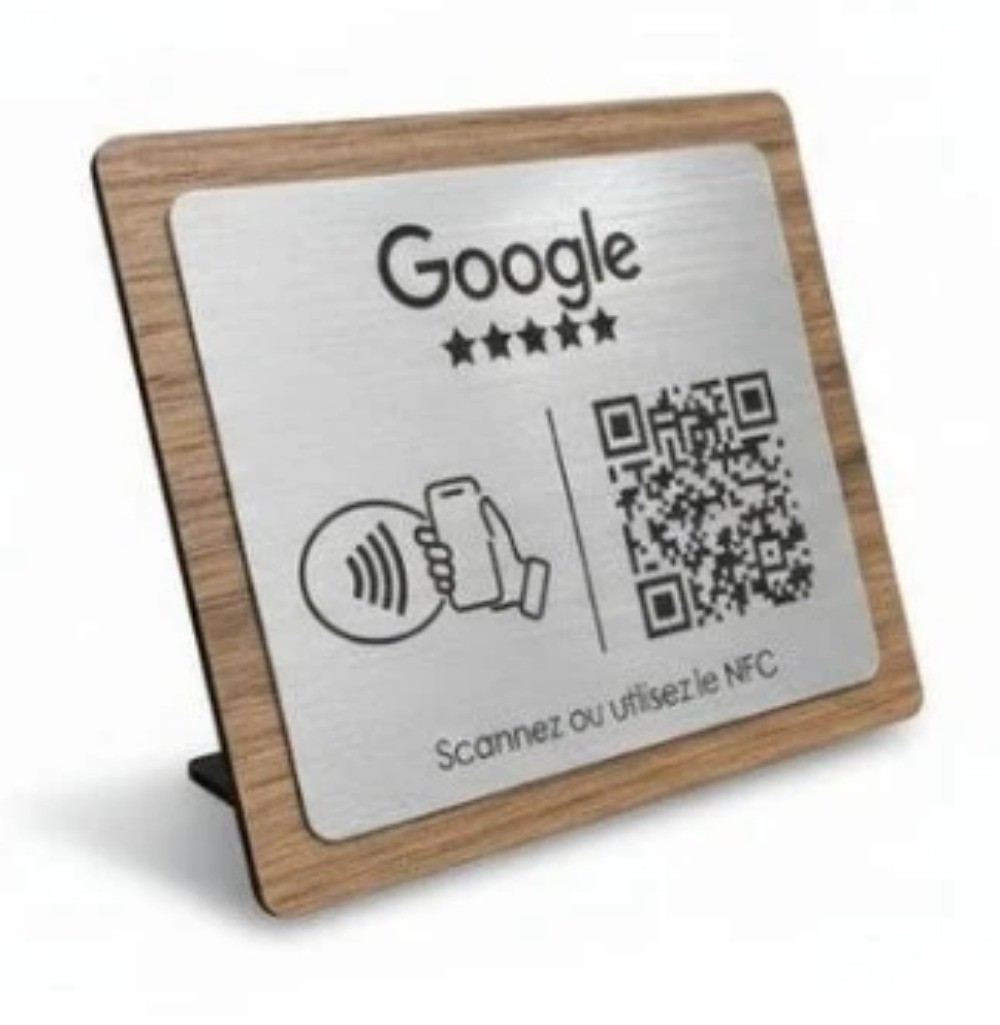 Personalized Engraved Wooden QR Code Easel (NFC) – Google Review Stand