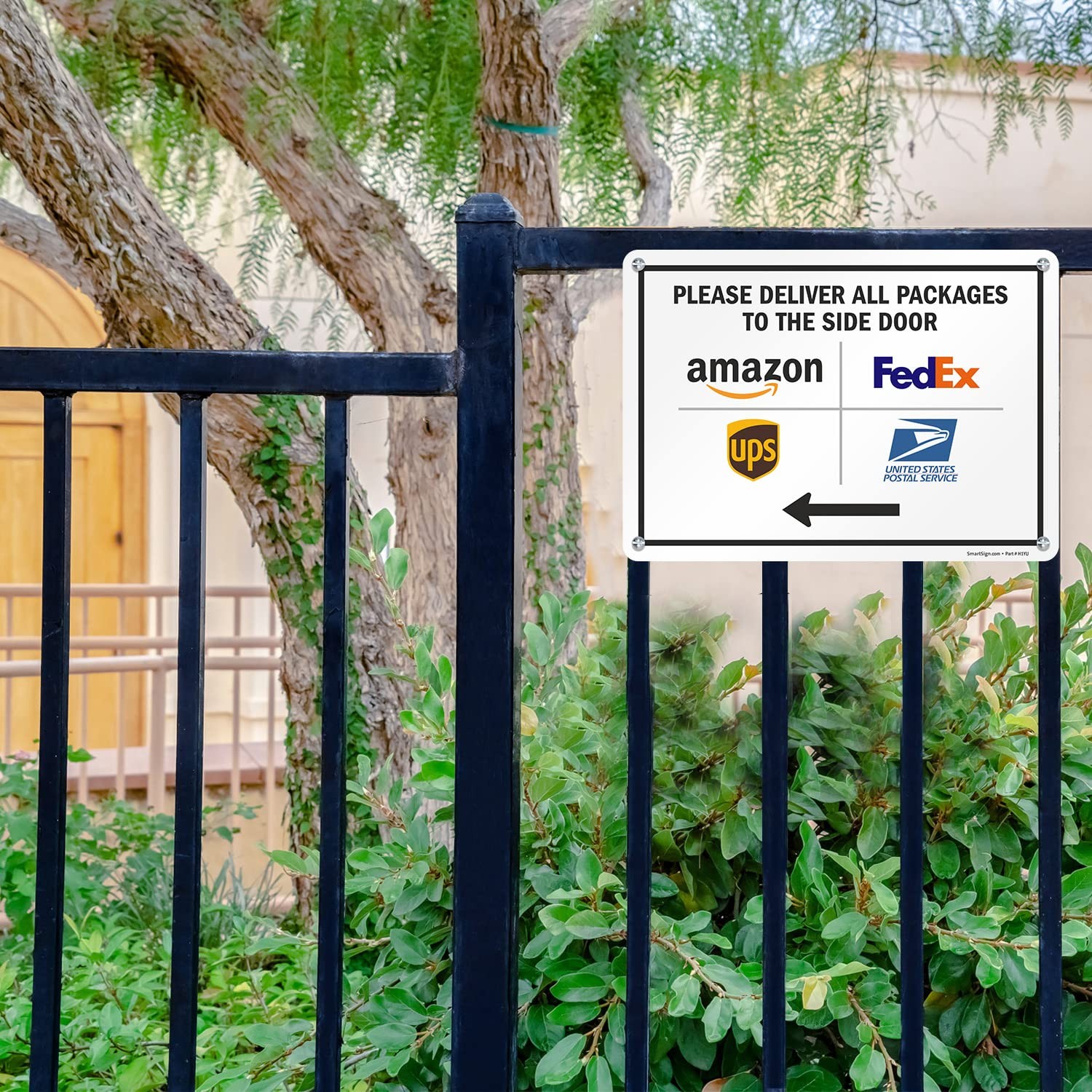 10 x 14 inch “Please Deliver All Packages to The Side Door” Metal Sign with L…