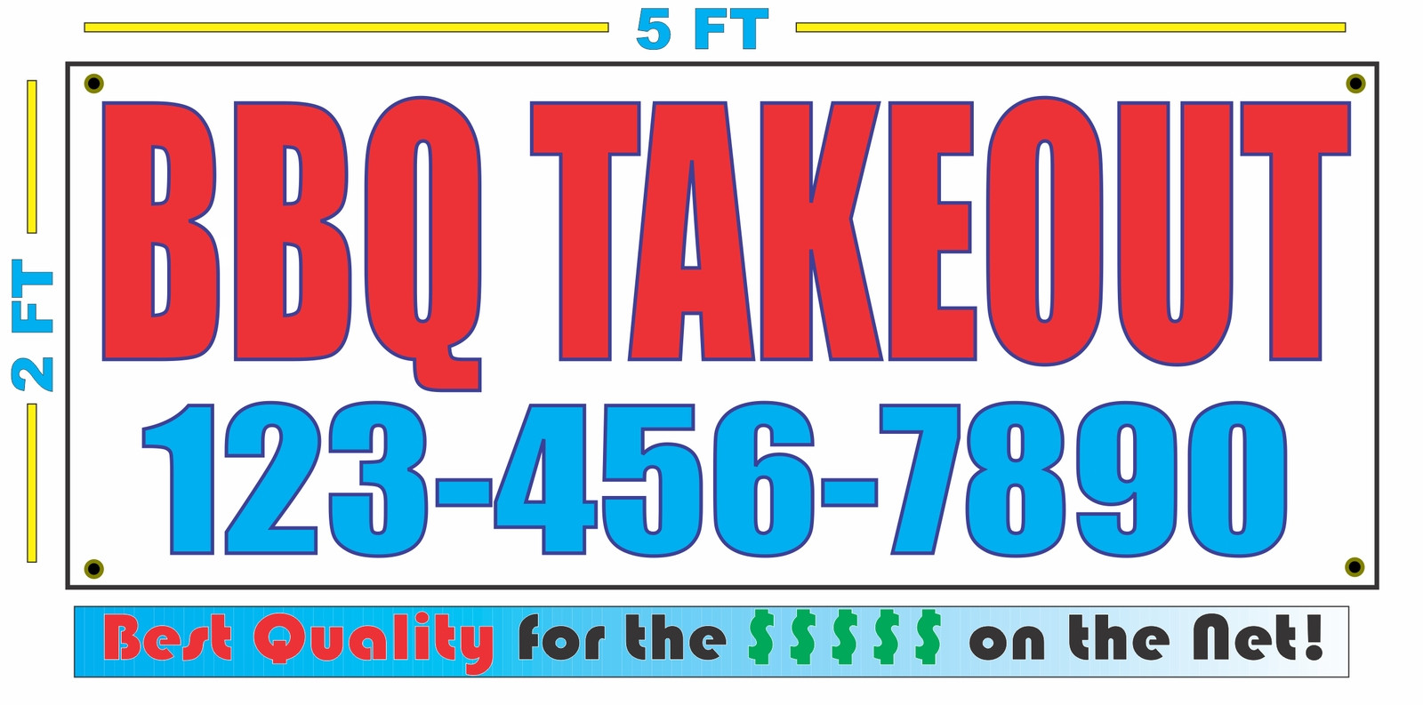 BBQ TAKEOUT w/ CUSTOM PHONE Banner Sign NEW Larger Size High Quality! Barbecue