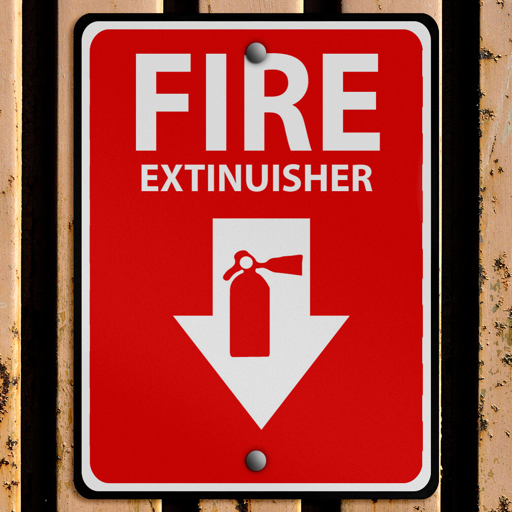 Vertical Metal Sign Fire Extinguisher Weatherproof Street