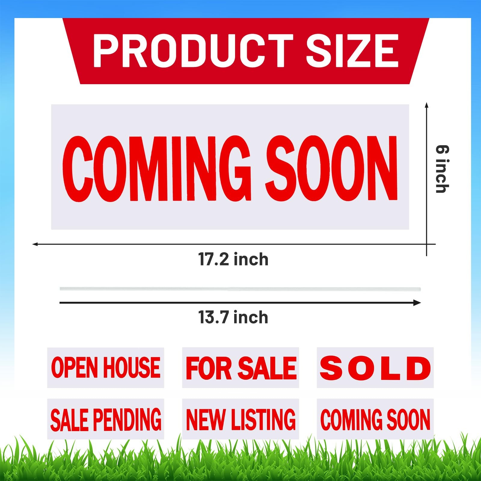 12 Pcs Real Estate Rider Signs, 6 x 17.2 Inch, 24 Stakes, Coming Soon, Sold S…