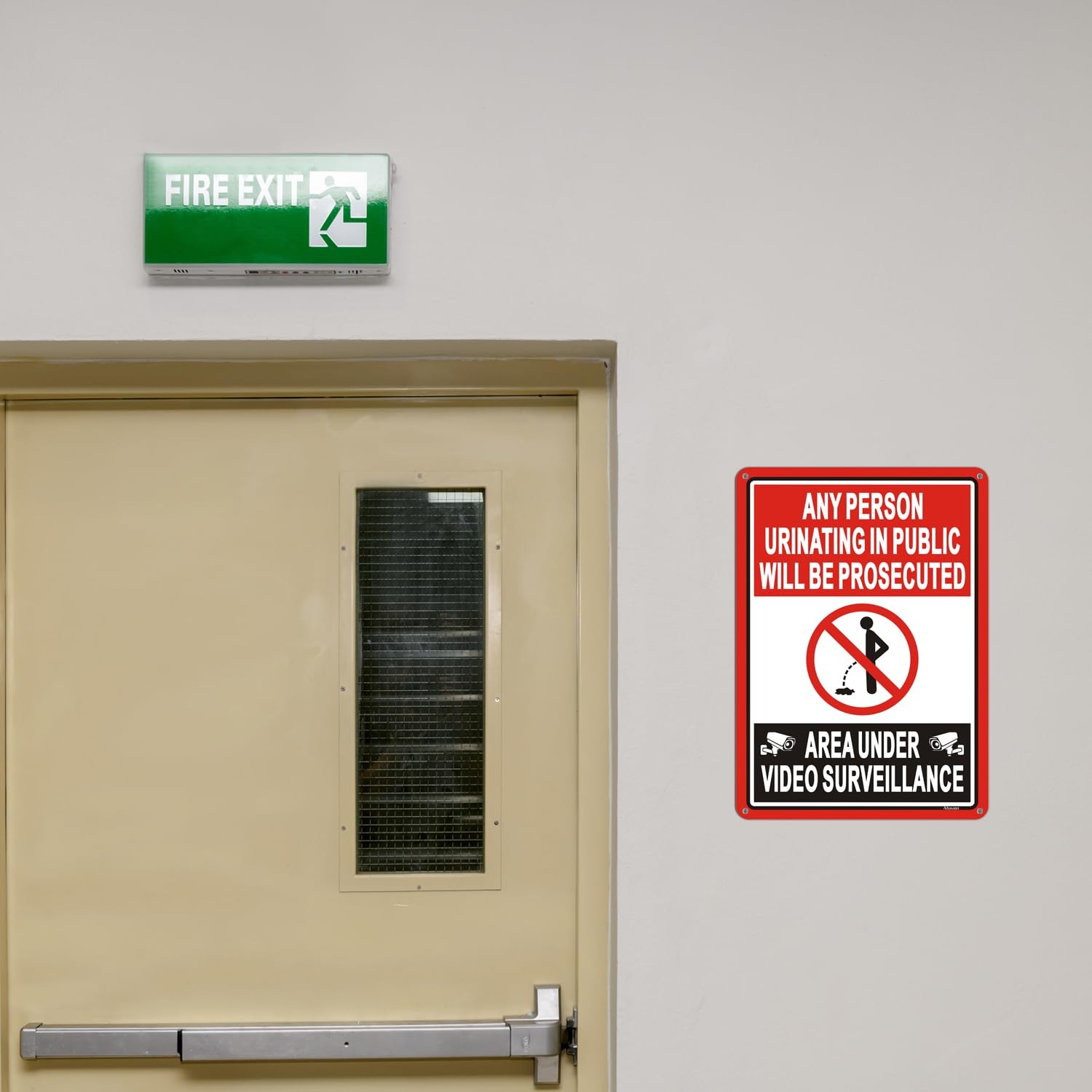2 PCS No Urinating Public Video Surveillance Sign Aluminum 14×10 Inch