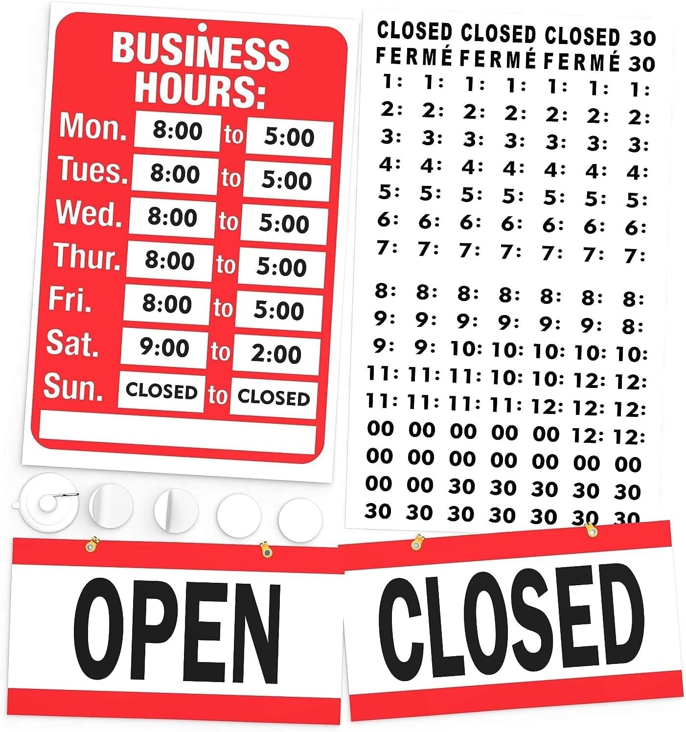 Elegant Open Closed Sign with Customizable Hours for Business – 11.7×7.7 Inches