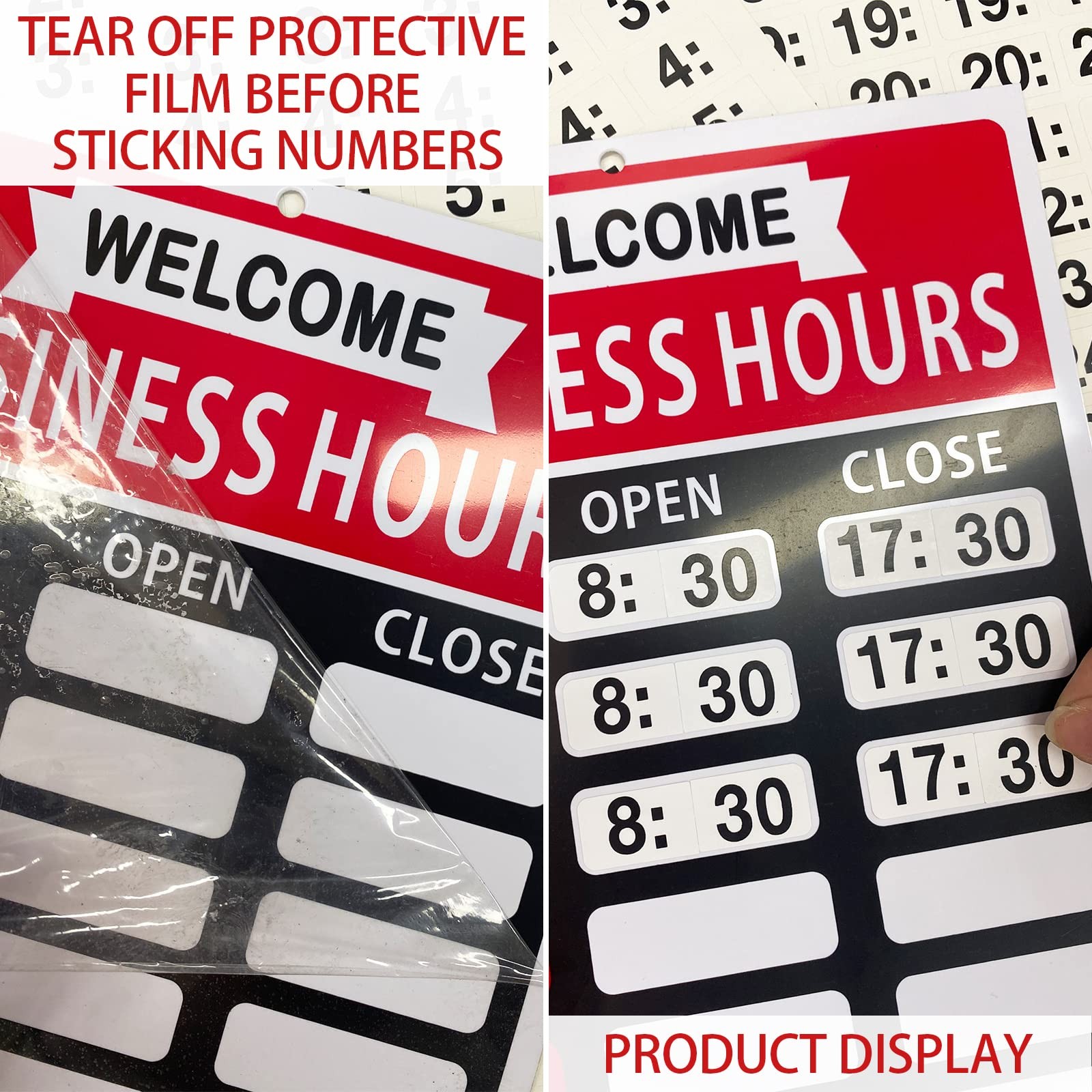 Business Hours Sign,Opening Hour Kit,Changeable Store 8×12 inches, Red