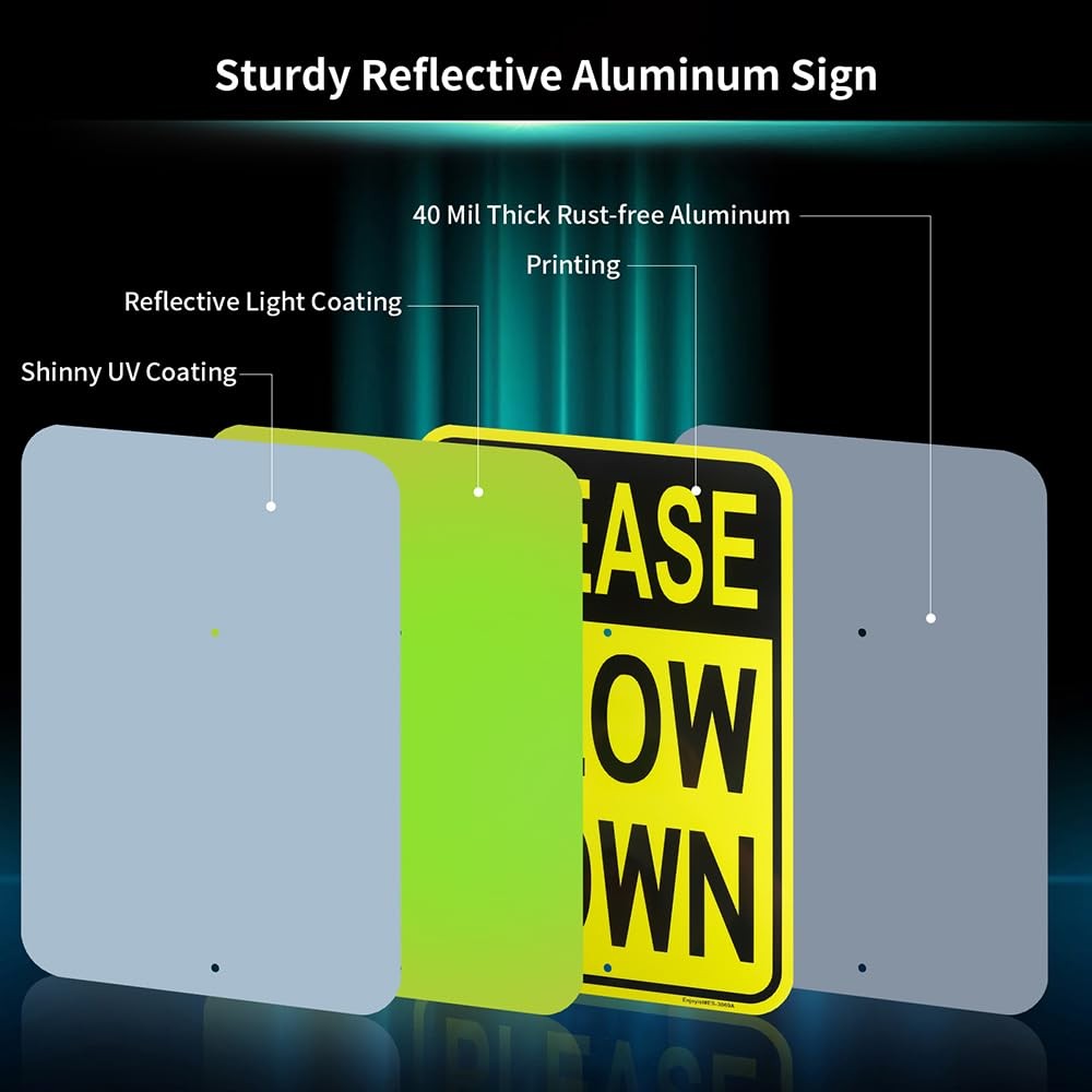 Reflective UV Protected Weatherproof Please Slow Down Aluminum Sign 17&Prime;x12&Prime; 54&Prime;