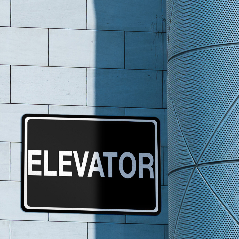 Horizontal Metal Sign Elevator Business Room Grey Weatherproof Street Signage