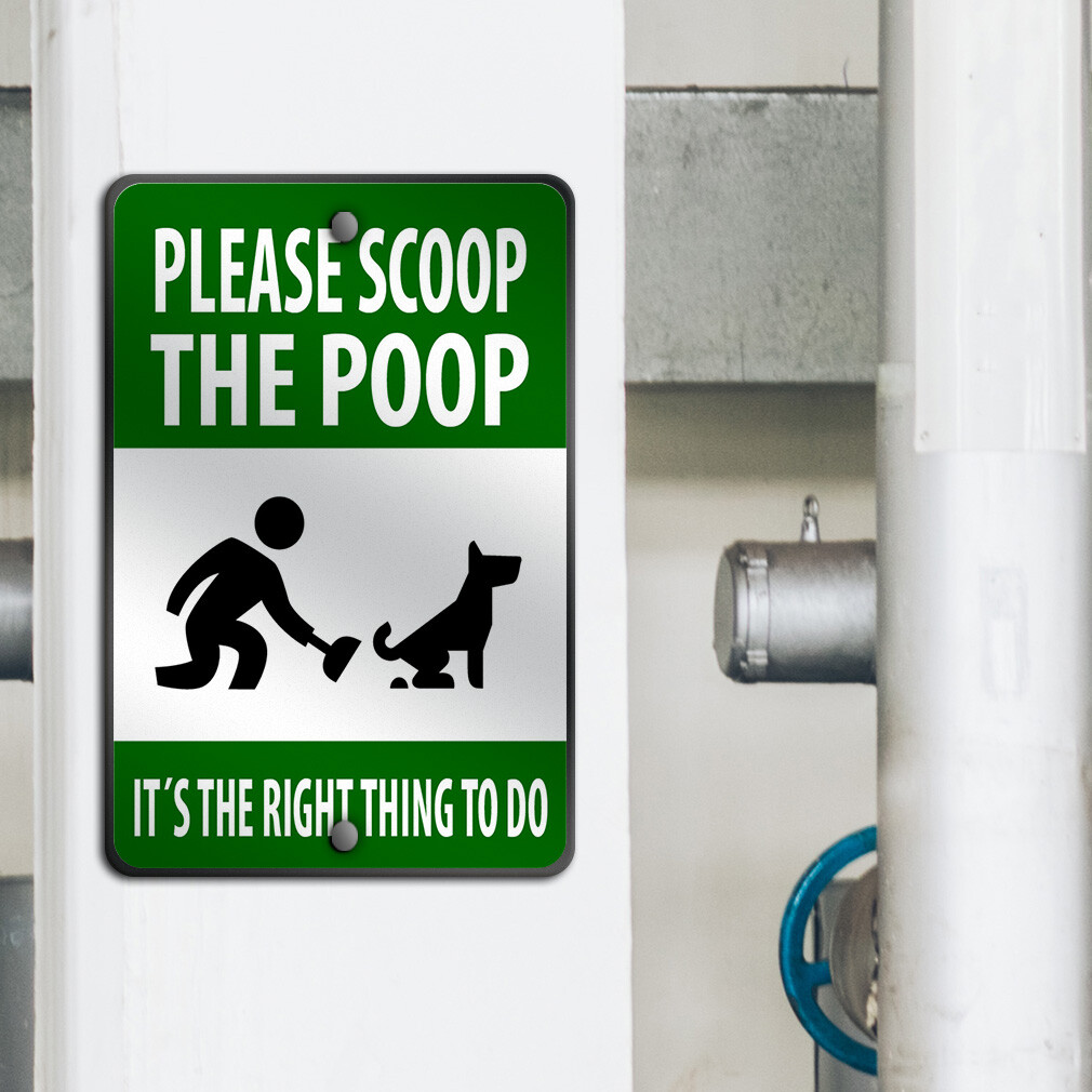Aluminum Vertical Metal Sign Please Scoop The Poop Weatherproof Street