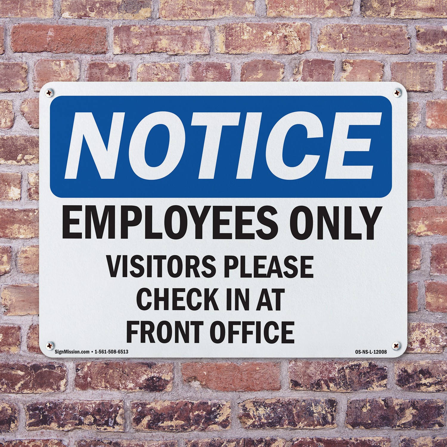 Employees Only Visitors Please Check In OSHA Notice Sign Or Decal – 5 or 10 Pack
