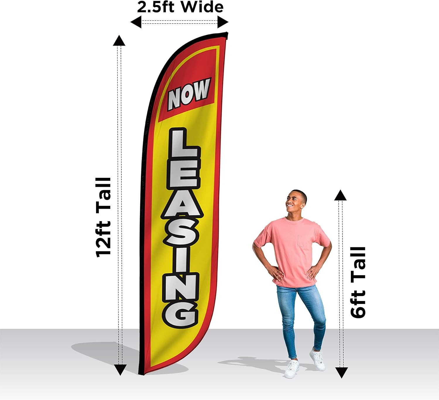 LookOurWay Real Estate Feather Flag Bundle 3-Pack – 12 Feet Tall Advertising Fla