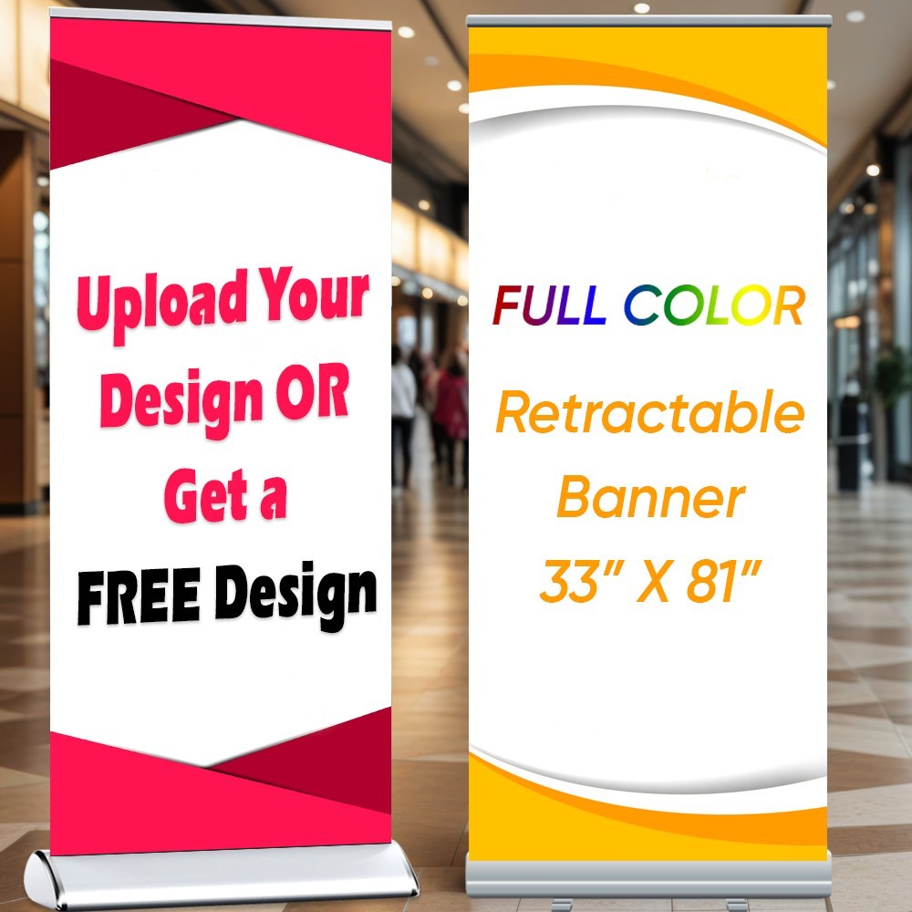33&Prime;x81&Prime; – Custom Premium Retractable Banner with stand For Events – FREE DESIGN
