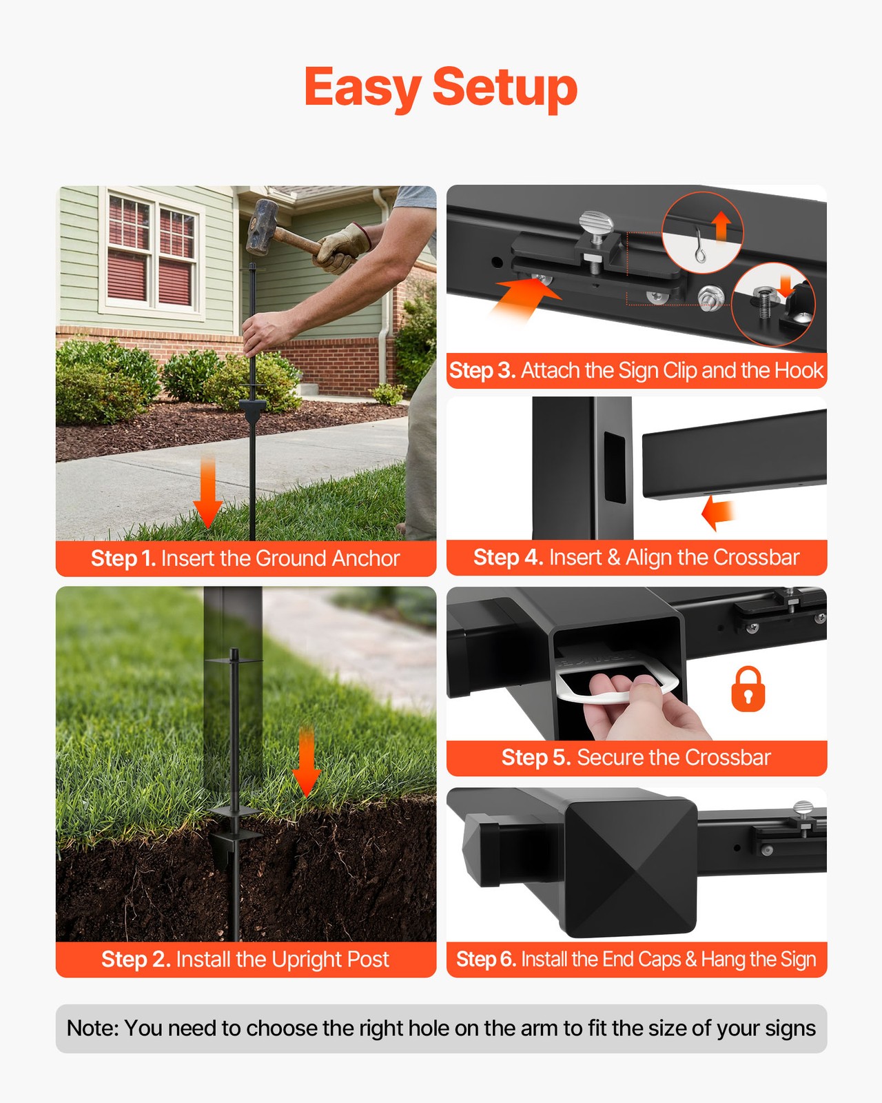 VEVOR Real Estate Sign Post PVC Realtor Yard Sign Holder 6 ft Black for Outdoor