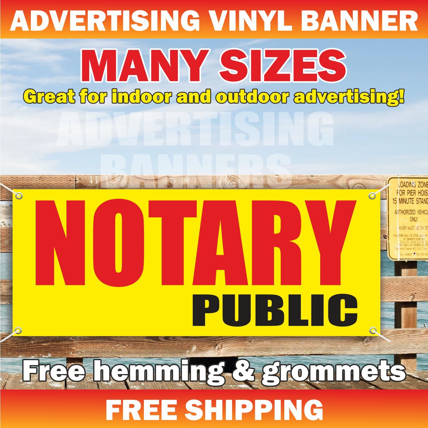 NOTARY PUBLIC Advertising Banner Vinyl Mesh Sign Lawyer Defense document license