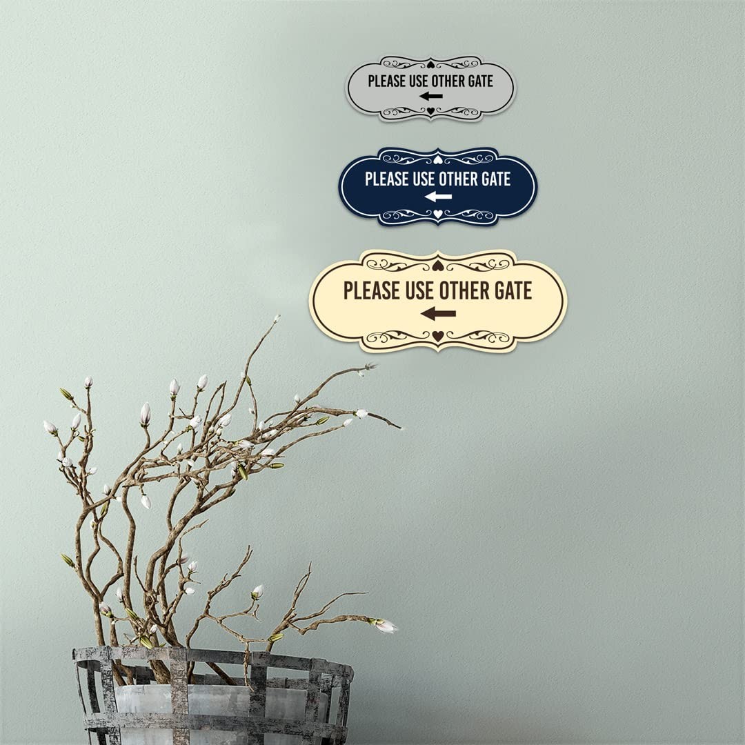 Designer Please Use Other Gate Left Arrow Sign Black Small Wall Decor