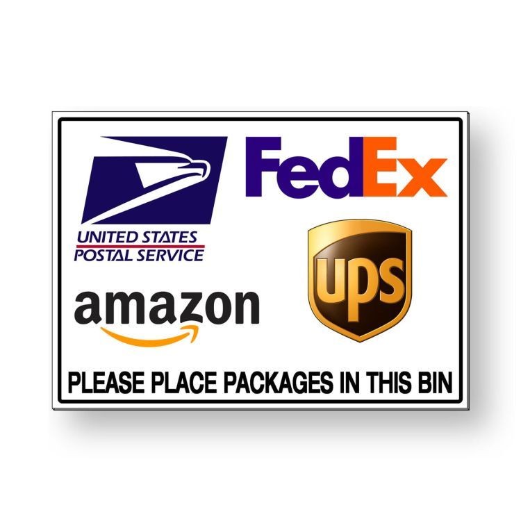 Delivery Instructions Please Place Packages In Bin Sign METAL 3 SIZES usps MS037