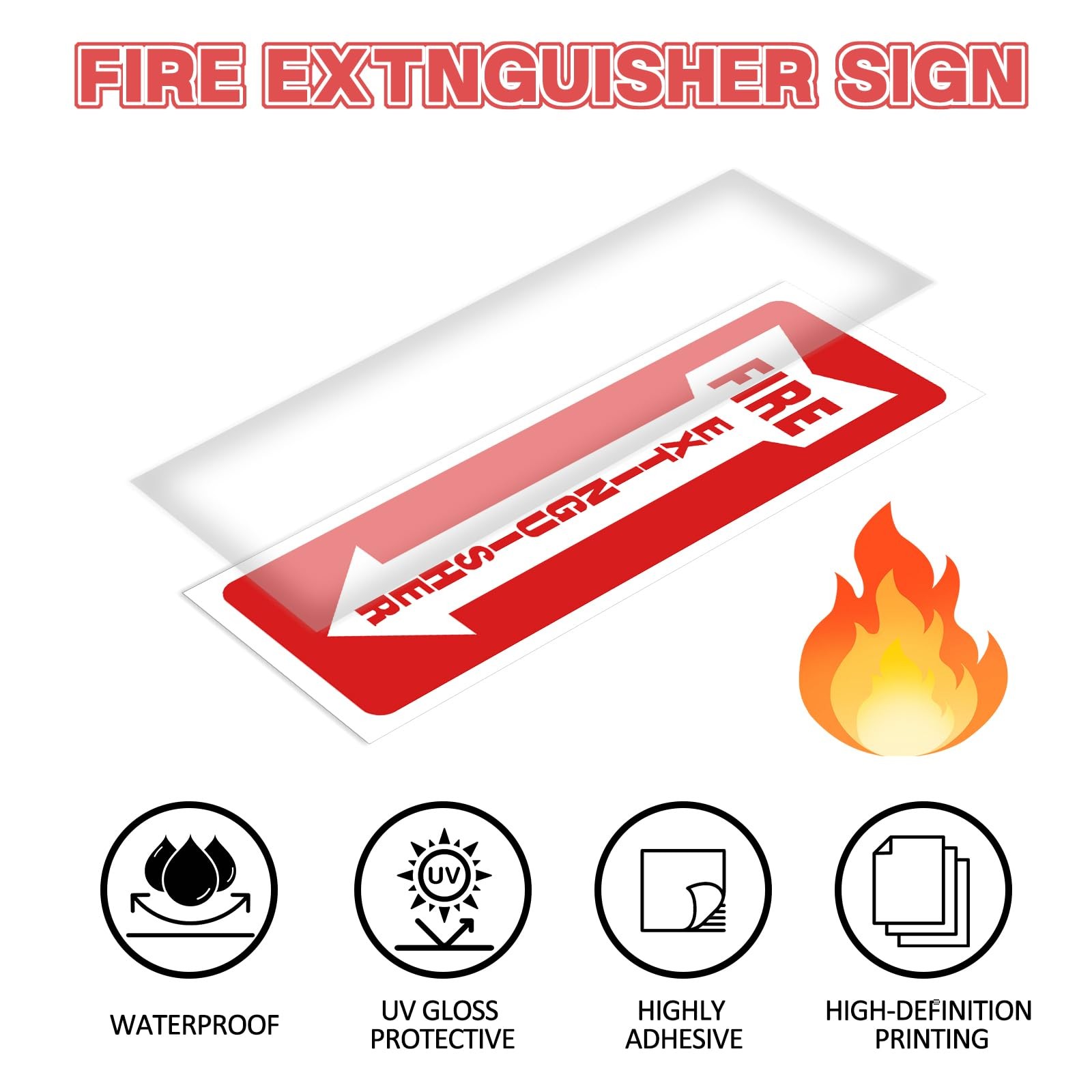 Fire Extinguisher Stickers 4×12 Inch, 5PCS Fire Extinguisher Signs, Fire Exti…