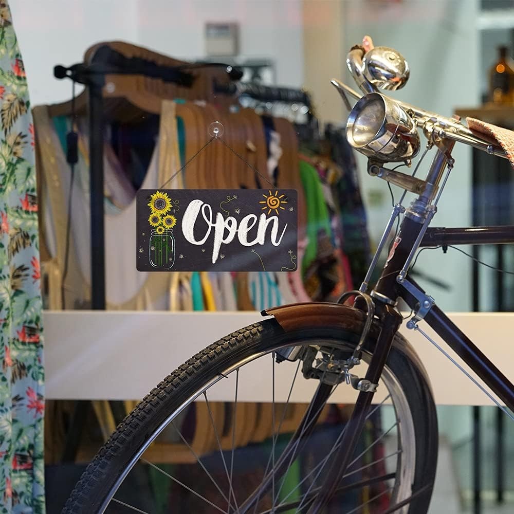Weatherproof Open Closed Sign – 10×5 Inches PVC Hanging Sign for Cafes & Shops