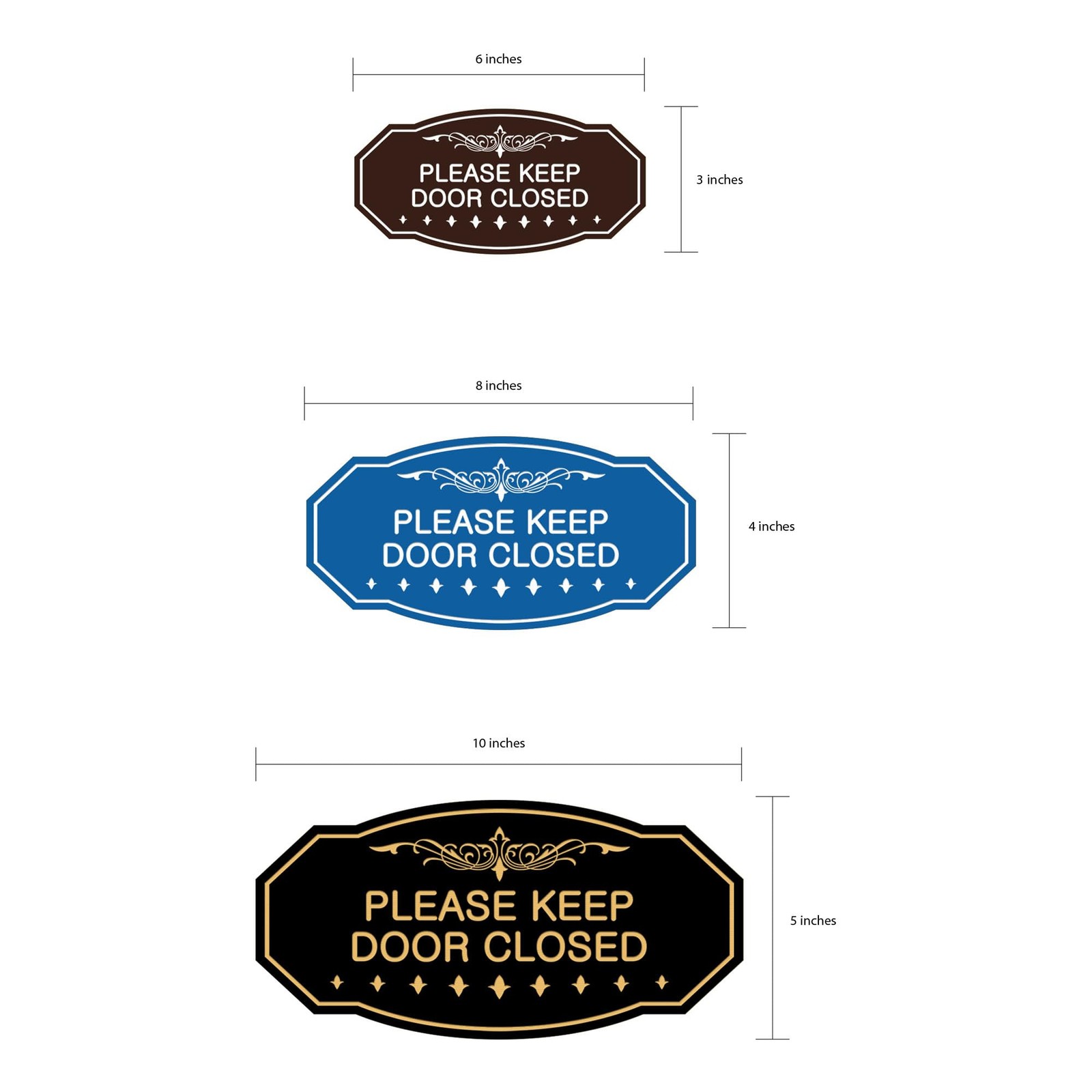 Victorian Please Keep Door Closed Sign (Black /Gold) – Small 3&Prime; X 6&Prime;