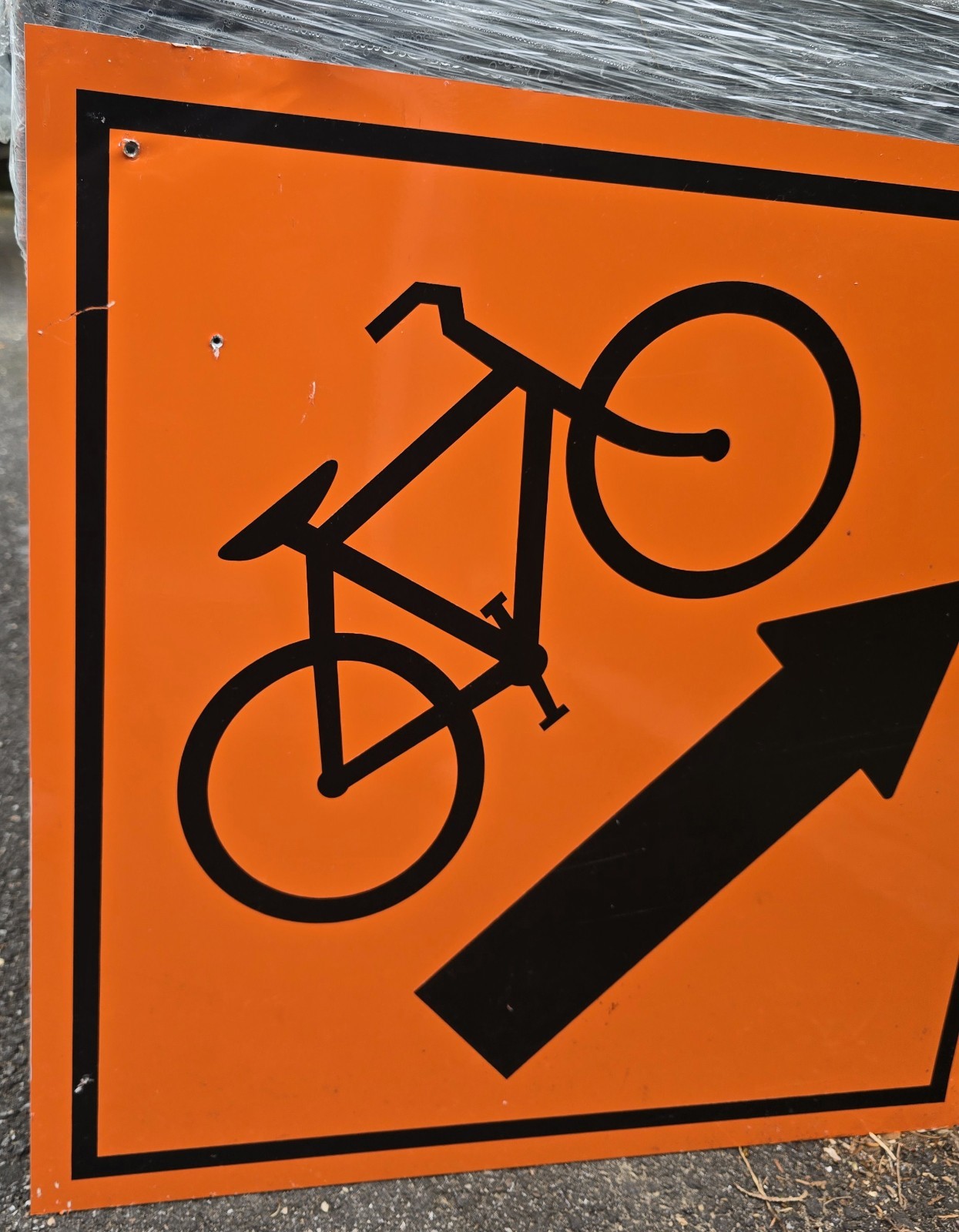 Bicycle Right Arrow Orange Reflective 24&Prime; Street Sign Bike Lane Construction #1