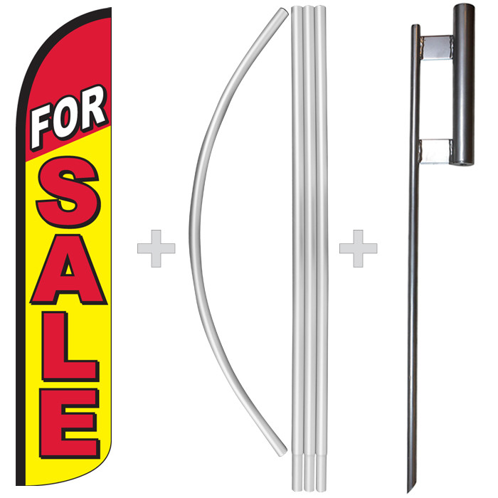 For Sale 15&prime; Tall Windless Swooper Feather Banner Flag & Pole Kit