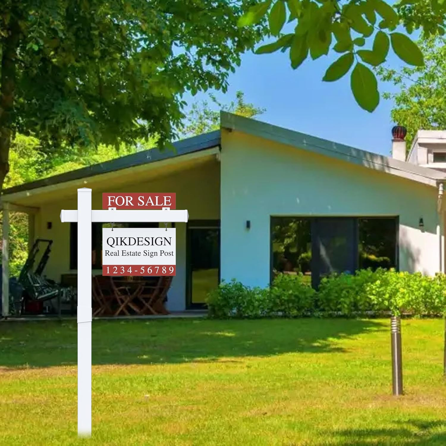 Vinyl PVC Real Estate Sign Post 6&prime; Tall (Connected Type), White Realtor Yard Sig