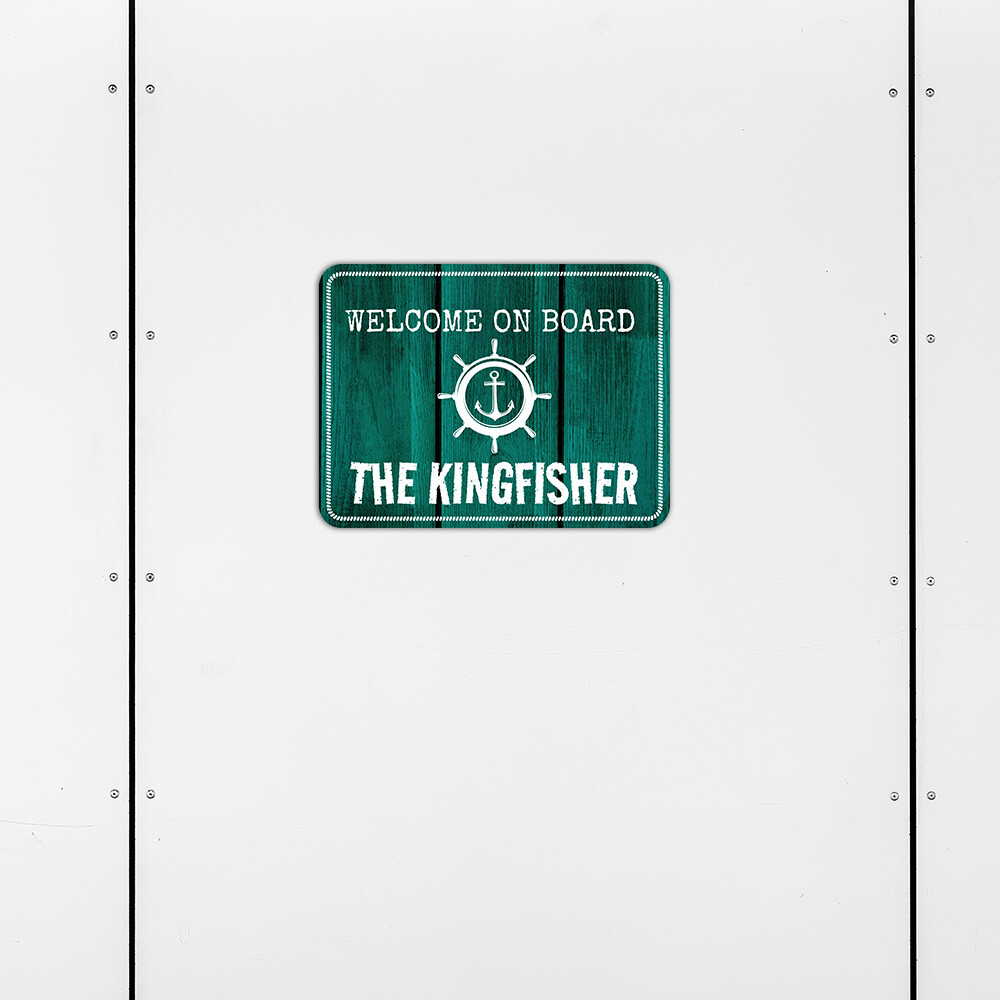 Classic Framed Plus Welcome On Board The Kingfisher Door or Wall Sign | Boats