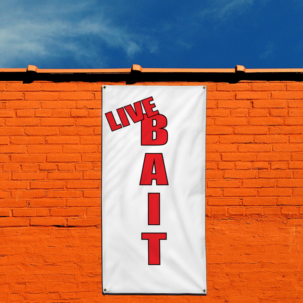 Vertical Vinyl Banner Multiple Sizes Live Bait Business Retail Outdoor