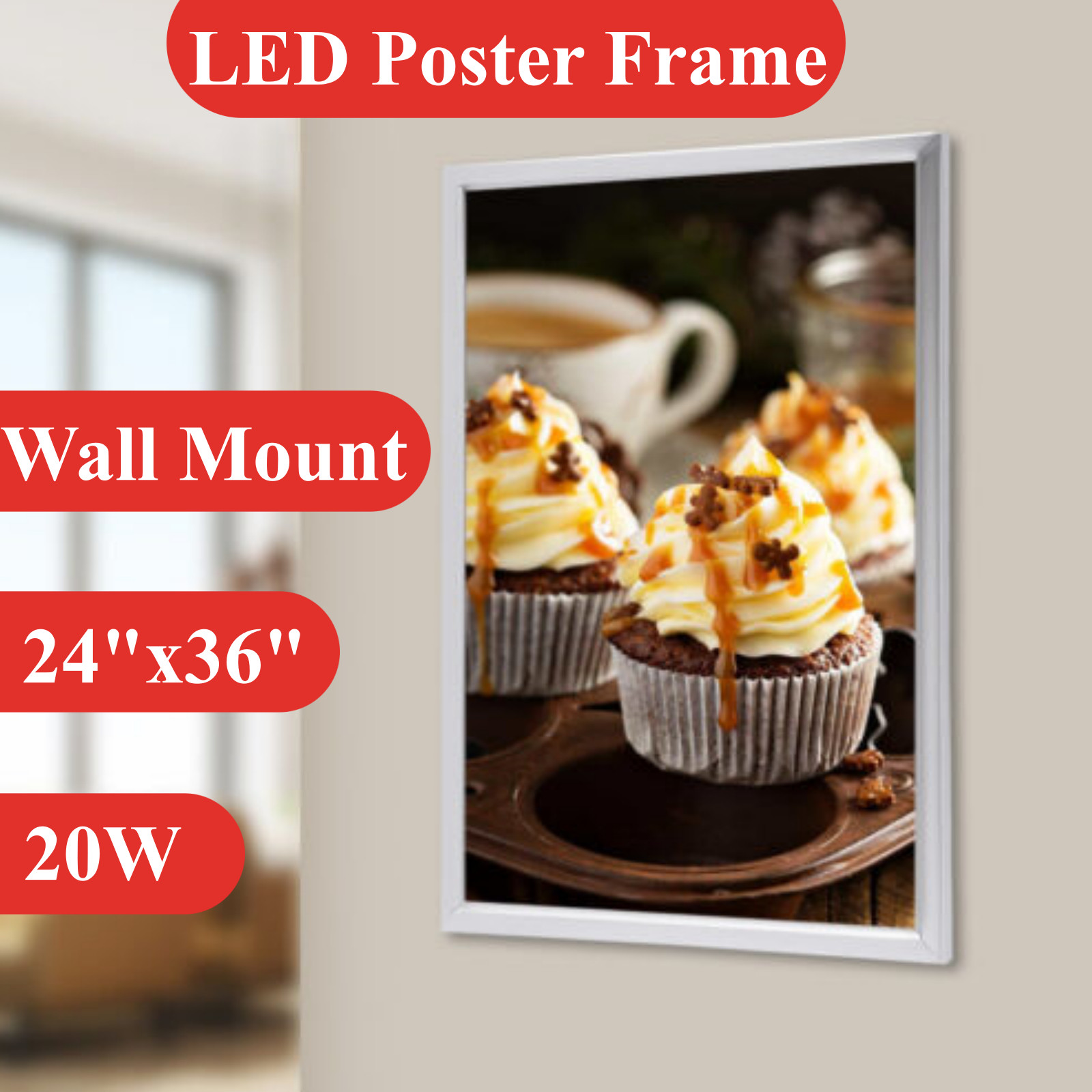 LED Backlit Movie Poster Art Picture Frame Light Box Advertising Display 24&Prime;x36&Prime;