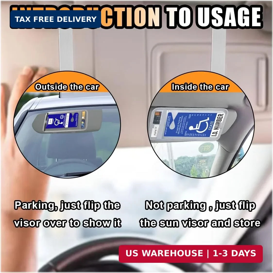 JOYCOURT Handicap Placard Holder for Car, Disabled Parking Permit Sign Protector