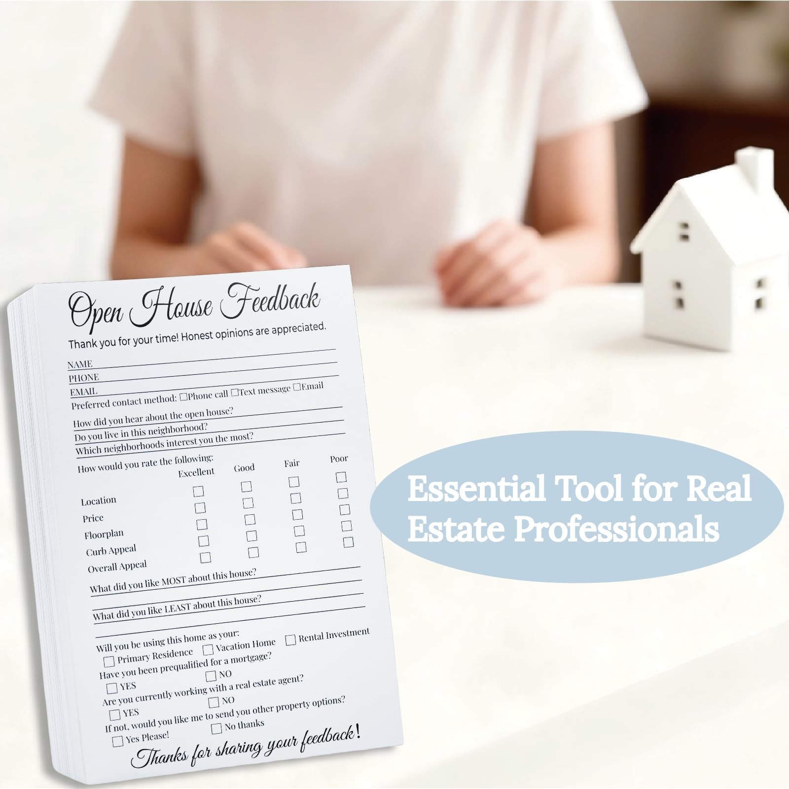 150 Piece Real Estate Open House Signs Questionnaire Feedback Notepad Kit