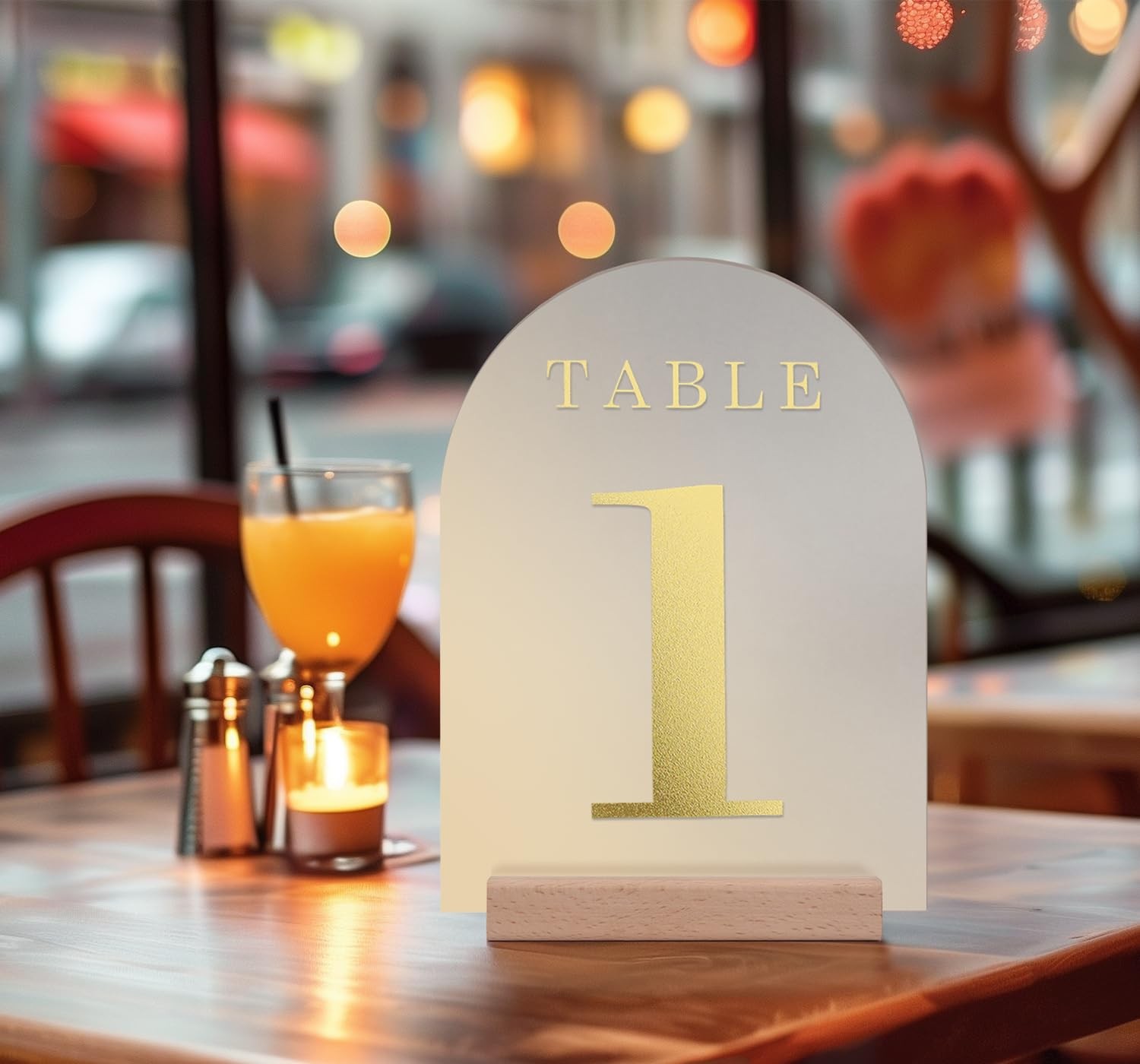10 PCS Frosted Blank Arch Acrylic Sign Wooden Stand DIY Wedding Numbers 6×8 In